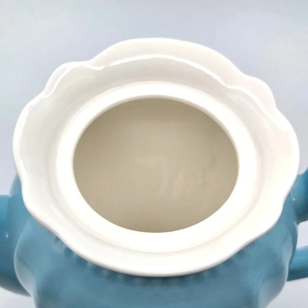 Fine Porcelain‎ English Teapot 37 Oz Light Blue Victoria Style Coffee Pot